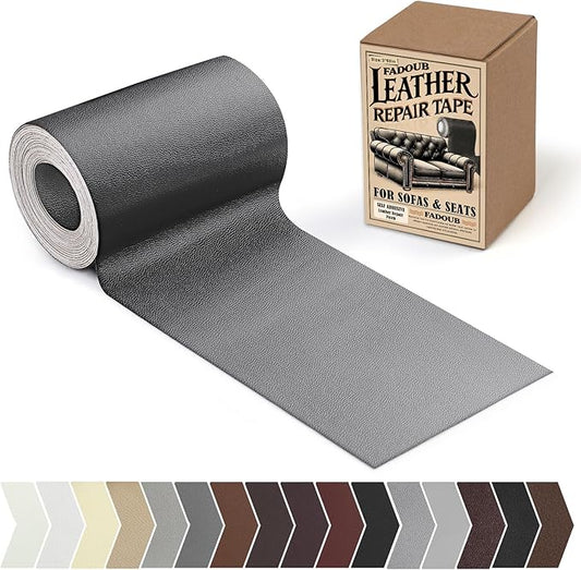 Leather Repair Patch, 3 x 60In Self Adhesive Leather Repair Tape Kit for Furniture, Couch, Sofa, Office, Car Seats, Car Interior,Vinyl Repair Kit (Dark Gray-Fine Grain)