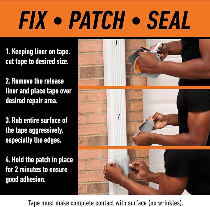 Gorilla Waterproof Patch & Seal Tape, Clear Tape, 4" x 8' (Pack of 2) - Permanent Weather Resistant Seal for Leaks and Repairs