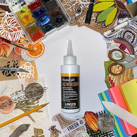 Lineco Neutral pH Adhesive, Acid Free All-Purpose Glue, White, 8 OZ, 2 Pack | Dries Clear, Remains Flexible, Used for Bookbinding and Book Repair, Framing, Collages, Paper Art and Crafts