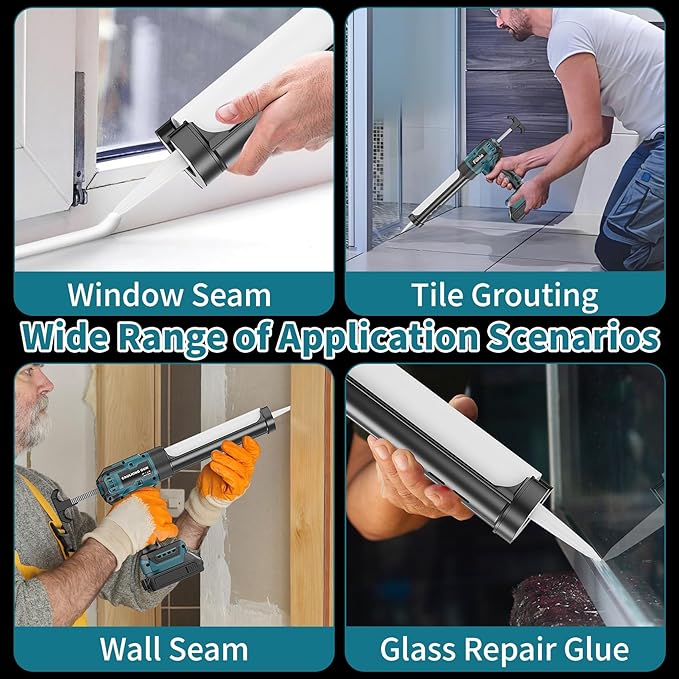 Cordless Caulking Gun Compatible with Makita 18V Battery,10 OZ Electric Caulk Gun with LED Light, LCD Display, 6 Adjustable Speeds for Floor Wall Tile Filling, Blue (No Battery)