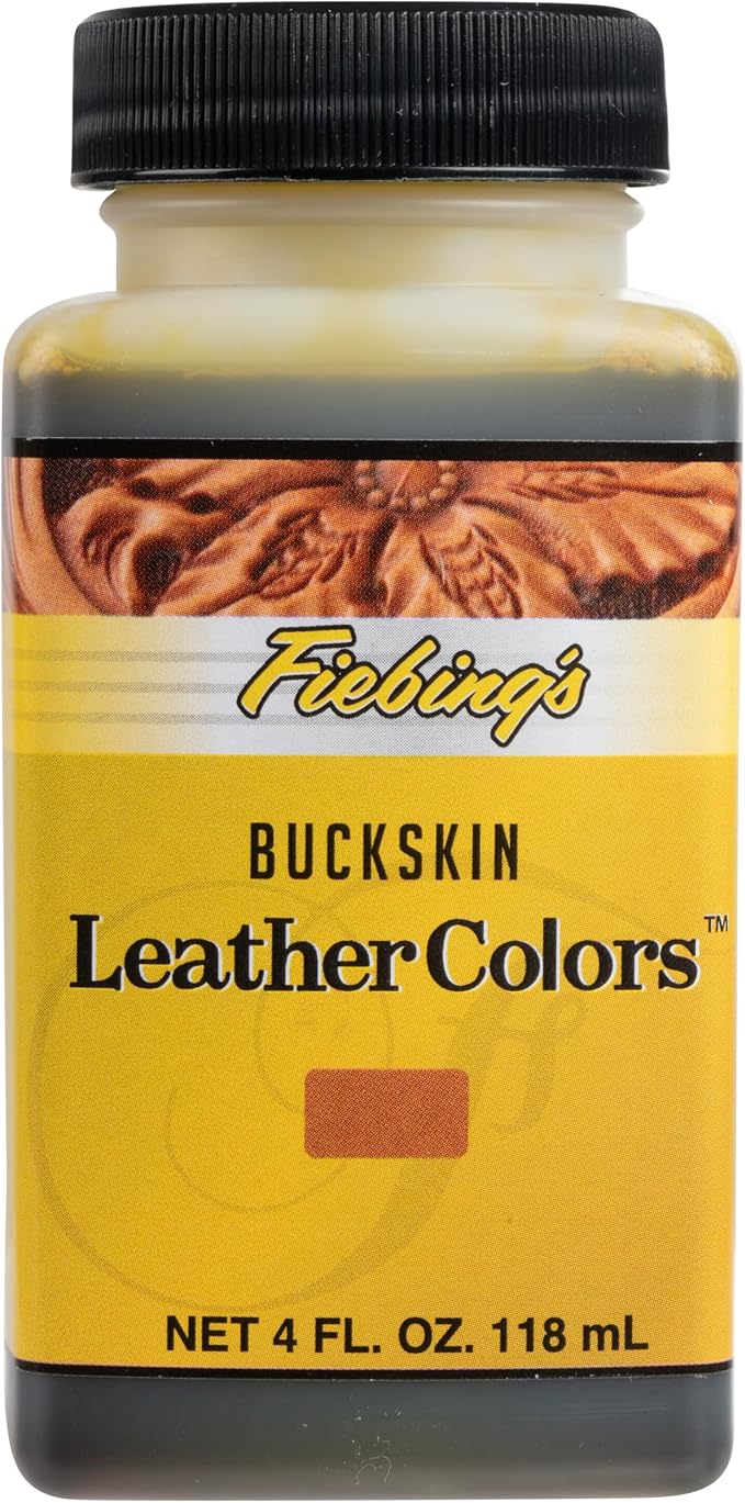 Fiebing's LeatherColors (4 Fl Oz, Buckskin) - Leather Dye for Natural Leather - Water-Based, Non-Flammable Formula - Permanent & Penetrating Color for Shoes, Boots, Furniture - Safe for Institutions