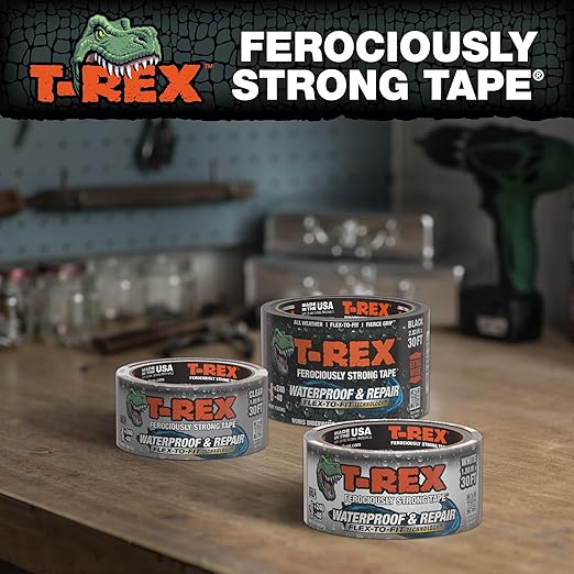 T-REX Waterproof and Pool Repair Tape - Patch Pool Liner No Kit Needed, Permanent, Works Underwater, Sticks to Wet Surfaces - Clear, 1.88" x 30 ft. (Pack of 1)