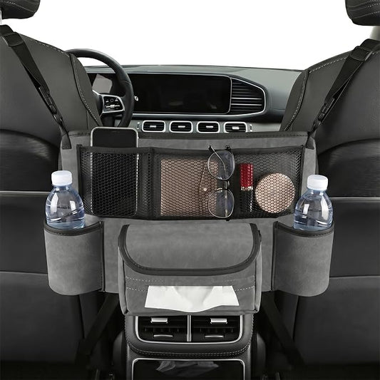 Car Seat Gap Organizer, Premium Faux Suede Leather Seat Gap Filler, Universal Front Seat Console Side Storage Box, Multifunctional Car Organizer for Phone, Wallet, Keys, Tissues and Documents