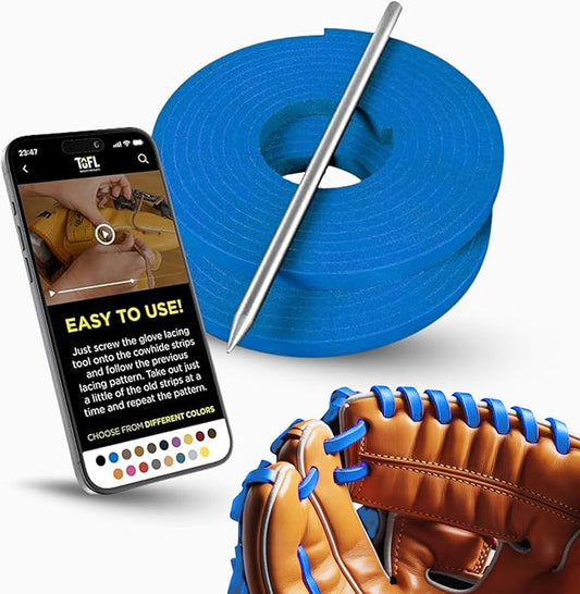 TOFL Softball and Baseball Glove Lace Kit | Mitt Lace Glove Repair Lacing Kit | 2 Leather Laces with Lacing Needle for Catchers Glove