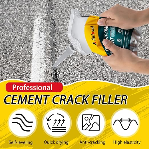 Concrete Crack Filler, Cement Crack Filler, Self-Leveling Concrete Crack Repair Filler, High-Elasticity Waterproof Caulking Glue for Driveways, Walkways, Patios, and Driveway Crack Repair– 10 PCS