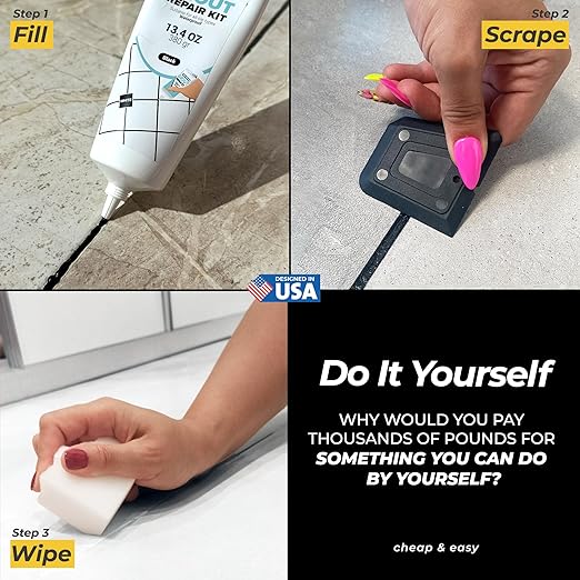 PentaUSA Tile Grout Repair Kit - Black Premixed Acrylic Sanded Grout, Water-Resistant Grout Filler for Bathroom&Shower, Kitchen Floor, Fast Drying, with Applicator, 13.4 oz (380g)