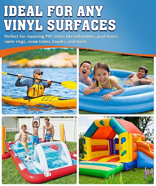 EPN Air Mattress Patch Kit, Waterproof Vinyl Pool Liner Repair Kit for Inflatables, Air Mattress, Swimming Ring, Tent, Bounce House, Inflatable Toys, Hot Tub, PVC Boat, Raft, Kayak (80mlx2)