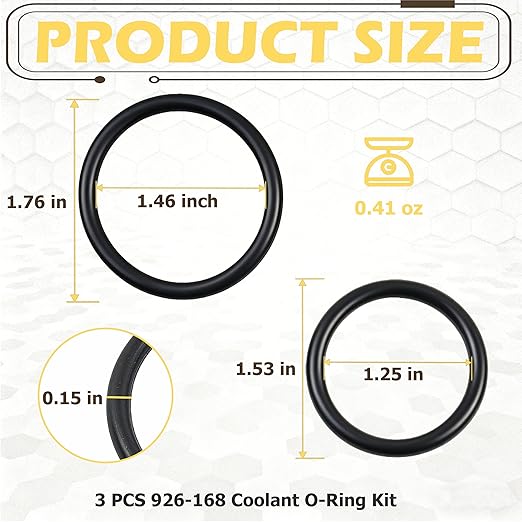 926-168 O-Ring Seal Set（3 Pack） Radiator Hose and T-Pipe Coolant Leak Repair Seal Set Compatible with Select Ford/Lincoln Models Replaces DR3Z-8566-A and BC3Z-8590-F