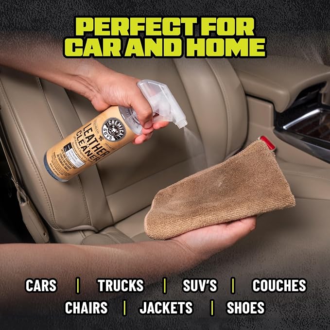 Chemical Guys Leather Care Kit, Cleaner and Conditioner for Car Seats | Complete 6-piece leather cleaning and conditioning kit for car seats, furniture, shoes and bags; genuine or vegan leather