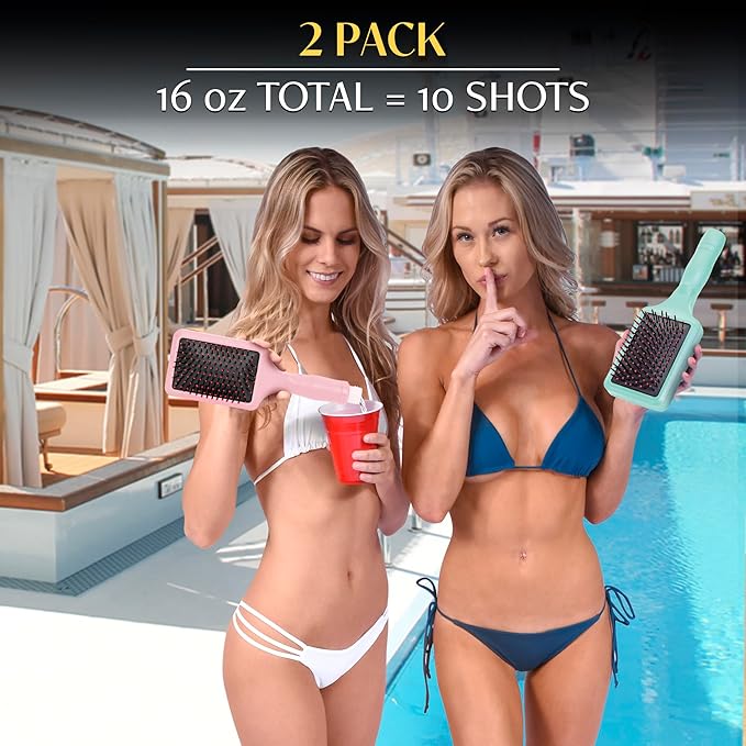 GoPong Party Brush Flask 2 Pack (16 oz Total) - Hidden Alcohol Travel Flasks – Secret Liquor Containers for Beaches, Cruises, and Sports Events – Includes Funnel & Spout