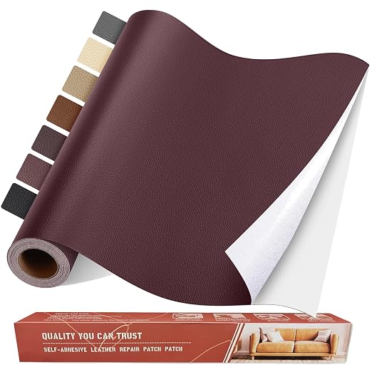 Self Adhesive Leather Repair Patch Kit, 31.4 in x 16 in Large Vinyl Leather Repair Tape for Furniture, Car Seat, Couch, Sofa, Chair Fuchsia