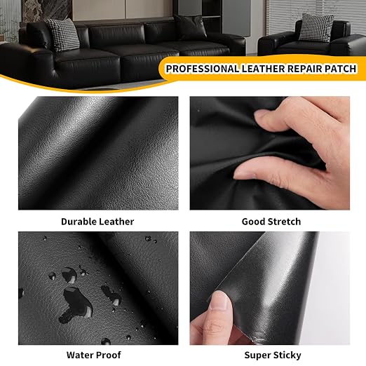 JuCheng Leather Repair Kit -Leather Repair Patch Self-Adhesive Waterproof Patch & Glue for Furniture, Car Seats, Sofa, Couch, Vinyl - Instant Fix for Tears & Scratches (Grey, 17X158 inch)