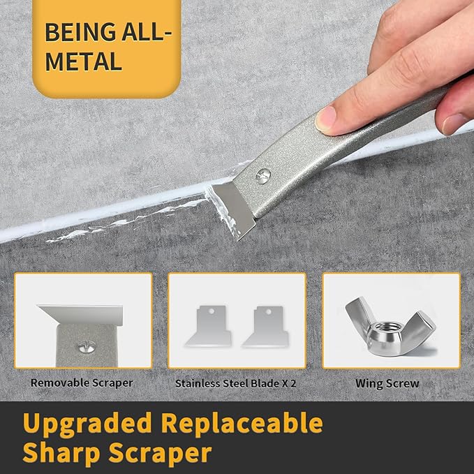 Caulking Tool-Caulk Remover Tool Kit,Grout Removal Tool,Silicone Bathroom Caulk Finishing Tool with Stainless Steel Scraper and Metal Handle for Bathroom,Kitchen,Bathtub,Sink Joint,Window