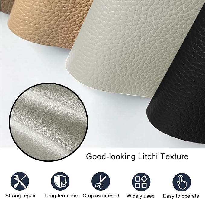 Leather Repair Patch Tape,16x63 inch Self Adhesive Leather Patches for Furniture,Vinyl Leather Repair Kit for Couches,Car Seats,Sofas,Office Chairs,Beige