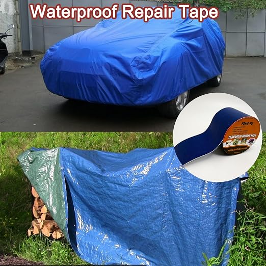 Heavy Duty Awning Repair Tape, Waterproof Strong Adhesive Patch, Instant Fix Tape for Tent, Boat Covers, Tarp, Sail, Canopy, Canvas, Tarpaulin, 3.15INX16FT, Blue
