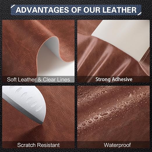 Leather Repair Kit for Furniture 4"x 63" Leather Tape Repair Patch Self Adhesive Sofa Vinyl Repair Patch Kit for Car Seat,Couch,Boat Seat,Chair - Classic Dark Brown