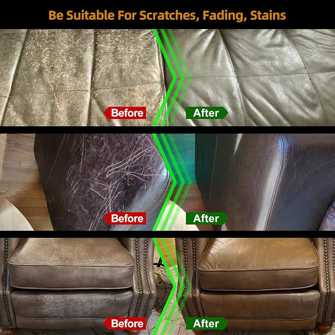 Leather Recoloring Balm, Leather Color Restorer, Leather Restorer for Couches, Leather Scratch Remover, Leather Scratch Repair, Leather Repair Kit for Furniture, Leather Dye (Camel.)