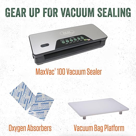 LEM Products MaxVac Stand & Fill Vacuum Sealer Bags, BPA-Free, Puncture-Resistant, 11 x 16 Inches, 20 Count