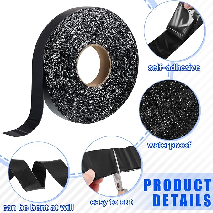 Fabbay 2 Rolls 1.18 Inch Asphalt Crack Filler Tape Asphalt Tape for Driveway Repair Joint and Crack Sealer for Tarmac Parking Lot Roof Cement Road, 50 Feet Each Roll
