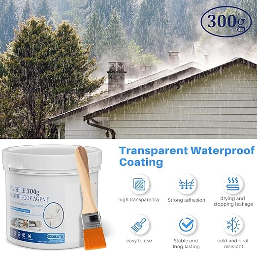 Magnova 300 Gm Transparent Waterproofing Glue with Brush for Roof Leakage, Crack Seal Water Leakage Solution Indoor Outdoor, Waterproof Adhesive Sealant for Bathroom Pipe Wall Tile Window (300 GM)
