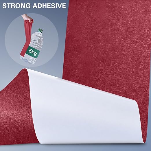 Self Adhesive Leather Repair Patch Kit, 31.4 in x 16 in Large Vinyl Leather Repair Tape for Furniture, Car Seat, Couch, Sofa, Chair Retro Red
