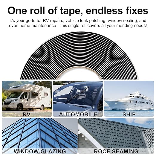 Butyl Tape 2m (6.6FT) - Premium Grade Butyl Rubber Snake Sealant Tape for Car Window/Headlight Leak Sealing & Repair