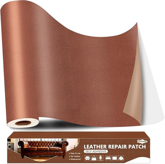 Brown Leather Repair Tape, 16x80 Inch Leather Repair Patch Self-Adhesive, Waterproof Faux Leather Patch, Vinyl Repair Tape for Couch, Sofas, Furniture, Office Chair, Car Seats
