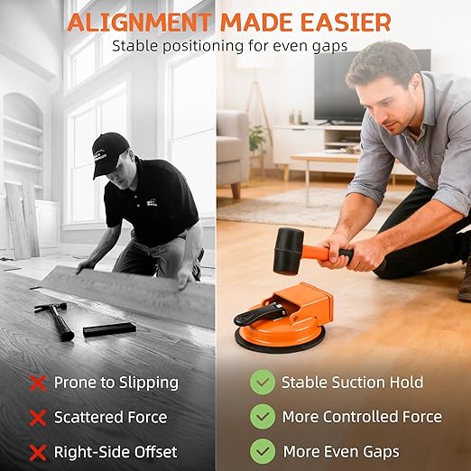 Floor Gap Repair Tool,Equipped with 6 Adhesive Pads and 3 Cushion Pads,Suitable for Surface Smoothing of Vinyl,Wood, Tiles,Tile and Laminate Flooring (Floor Gap Fixer Tool+Hammer)