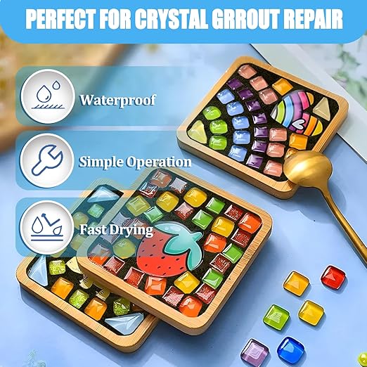 Mosaic Crystal Grout, Mosaics Tile Tools, Mosaic Tile Accessories – Essential for Handmade Grouting and Perfect for DIY Craft Projects (Black, 4.5oz)
