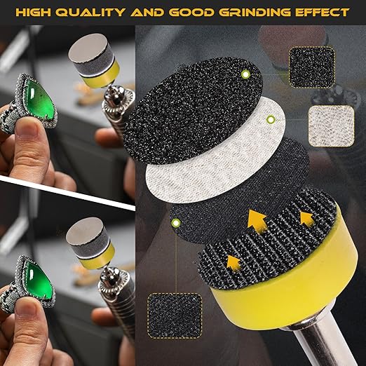 185 PCS 1 Inch Sanding Disc, GOH DODD Hook and Loop 60 to 10000 Grit Wet Dry Sandpaper Sand Paper with 1/8" 1/4" Shank, Backing Pad, Foam Sanding Pads for Auto Metal Glass Resin Wood Sanding