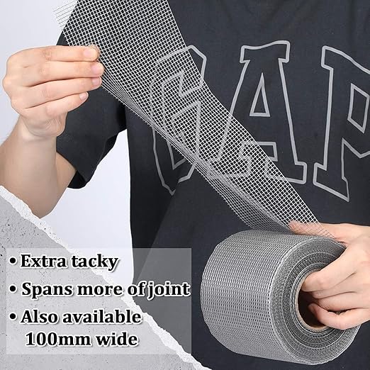 250 ft x 4 Inch Cement Board Joint Tape Self Adhesive Durable Gray Fiberglass Mesh Drywall Mesh Repair Tape for Cement Board Joints Repairing, Sealing and Strengthening