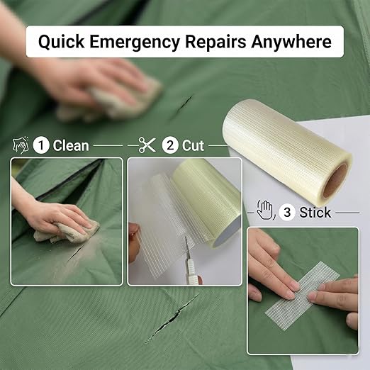 RV Awning Repair Tape, 5" x 39FT Heavy Duty Waterproof Fabric Repair Tape for Camper, Tent, Tarp & Boat Covers, UV Resistant Canvas Patch Tape for Outdoor Tear Repair