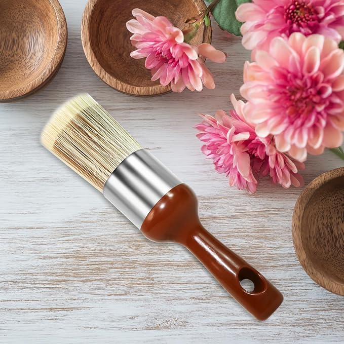 Horse Hair Brush for Leather and Furniture Salve - Durable Wax Brushing Tool with Comfortable Handle for Home Leather Cleaning （Long Handle）