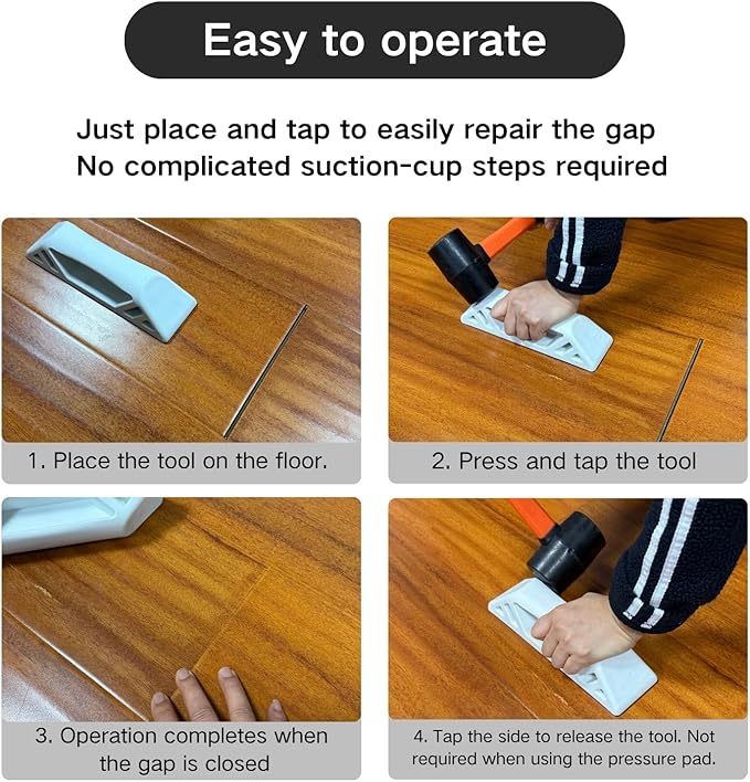 Floor Gap Fixer Tool, Heavy Duty LVP Flooring Tools with Plank Grabber, 3 Reusable Pads and Storage Bag, Ideal for Laminate, Wood & Vinyl Flooring