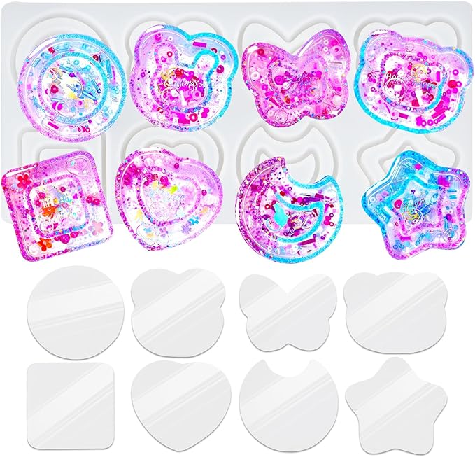 Resin Shaker Molds Set Kawaii Charms Pack of 41 Silicone Trays Precision Tip Applicator Bottle Kit Bundle