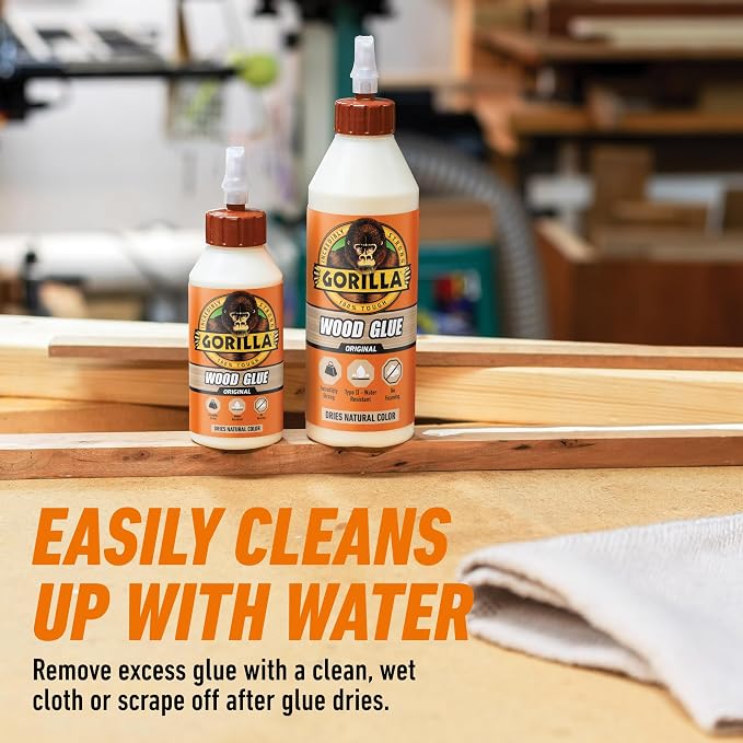 Gorilla Wood Glue, 18 Ounce Bottle, Natural Wood Color, (Pack of 1)