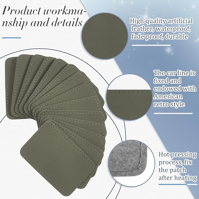 Dunzy 60 Pcs Leather Hat Patches Blank Leatherette Hat Patch with Adhesive Rectangle Laserable Leatherette Patch for Hats Custom Fabric Sew Laser Engraving DIY(Gray,3 x 2 Inch)