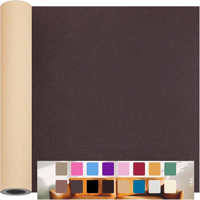 Leather Repair Patch for Furniture, 12×54 Inch Self Adhesive Leather Repair Tape, 1 Roll Vinyl Leather Repair Kit for Sofa Jackets Couches Handbags Kitchen Stools Luggage (Deep Coffee)