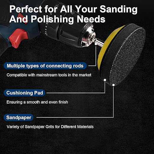 188 PCS 3 Inch Wet Dry Sanding Disc, GOH DODD Headlight Restoration Kit Drill Polishing Kit Sanding Attachment 60-10000 Grit Hook Loop Sandpaper with Rotary Tools for Car Wood Metal Glass Resin Expoxy