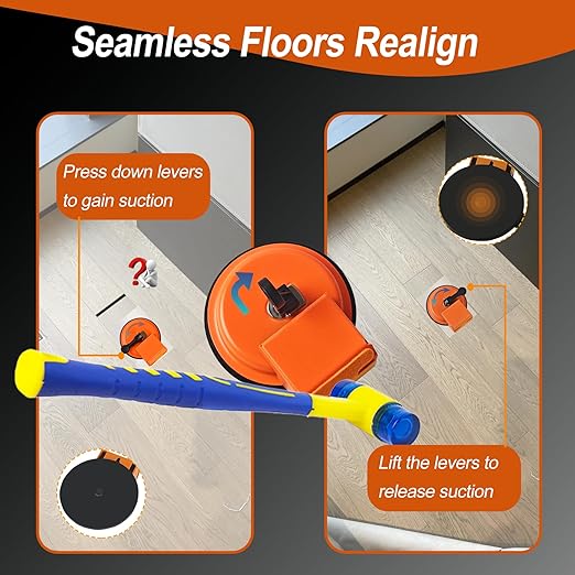 Floor Gap Fixer Tools with Suction Cup, Rubber Mallet Hammer, 6 PCS Sticky Pad, Floor Repair Suction Plank Grabber for Closing Gaps in Laminate Floors, Vinyl Plank, Hardwood, Tile