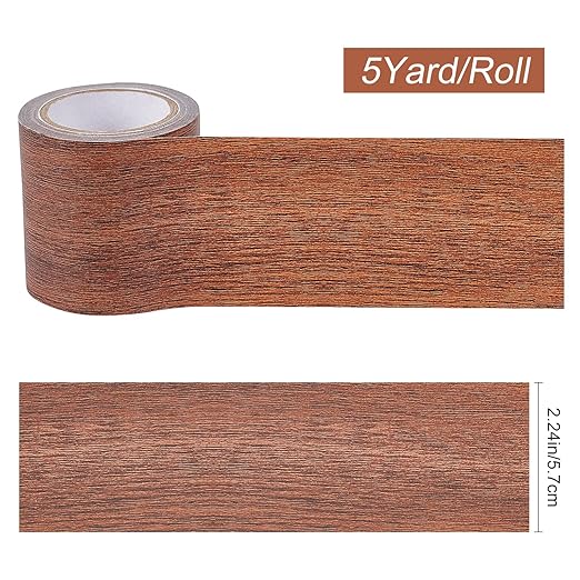 GORGECRAFT 2.2 Inch x 15Ft Wood Textured Adhesive Repair Tape Self Adhesive Patch Realistic Wood Grain Repair Tape High-Adhesive Repair Tape Simulation for Chair Floor Furniture(Coconut Brown)