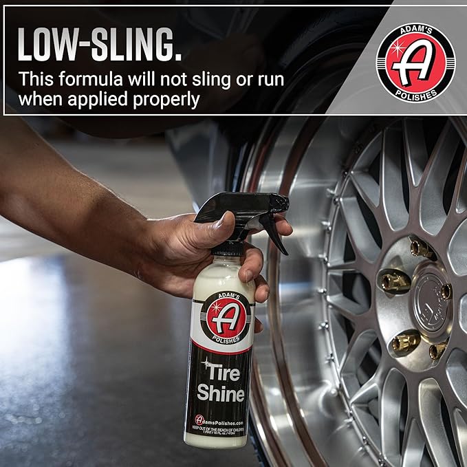 Adam's Polishes Tire Shine Combo - Spray Tire Dressing W/ SiO2 For Non Greasy Car Detailing | Use W/Tire Applicator After Tire Cleaner & Wheel Cleaner | Gives A Ceramic Coating Car Wax