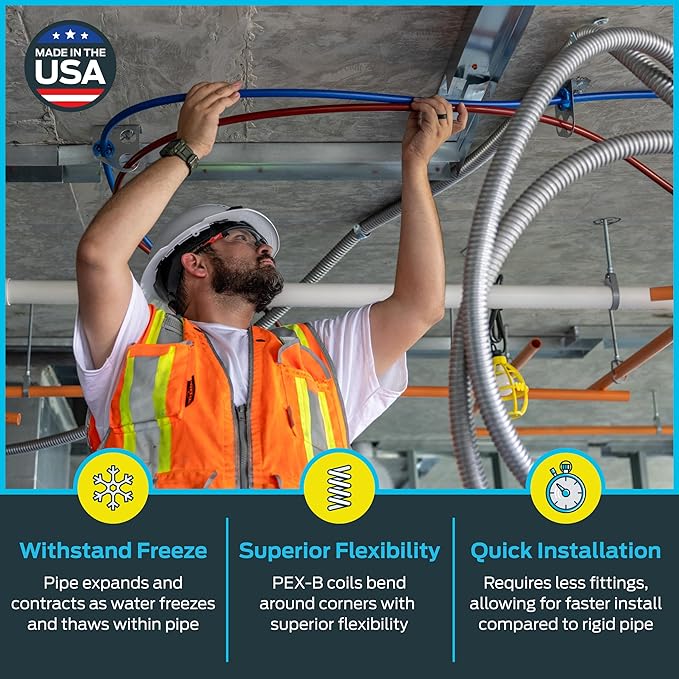 SharkBite 3/4 Inch x 500 Feet Blue PEX-B, Made in the USA, Flexible Water Pipe Tubing for Plumbing, U870B500