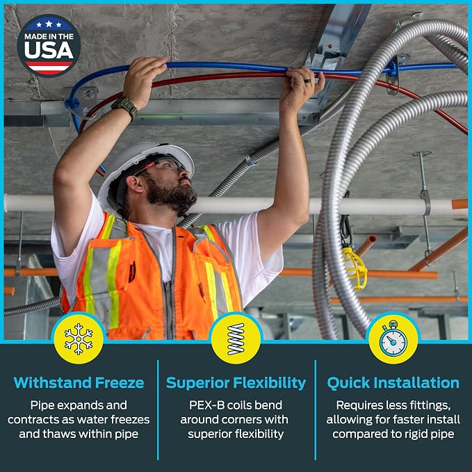 SharkBite 3/4 Inch x 300 Feet Blue PEX-B, Made in the USA, Flexible Water Pipe Tubing for Plumbing, U870B300