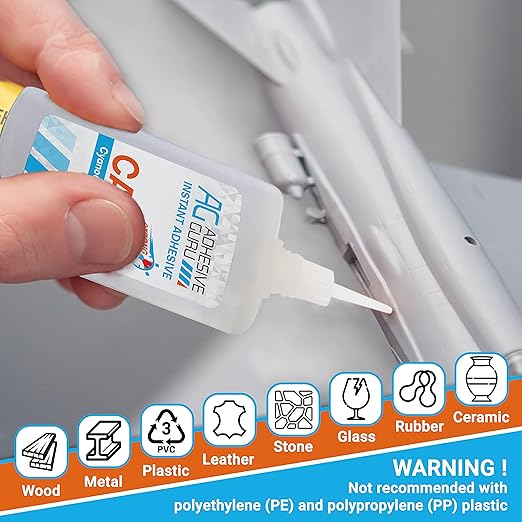 Adhesive Guru CA Glue with Activator Kit (4x4.5 oz + 2x16.9 fl.oz) Professional Cyanoacrylate Adhesive and Super Glue Accelerator for Woodworking with Extra Caps&Microtips, DIY&Craft, Plastic, Repair