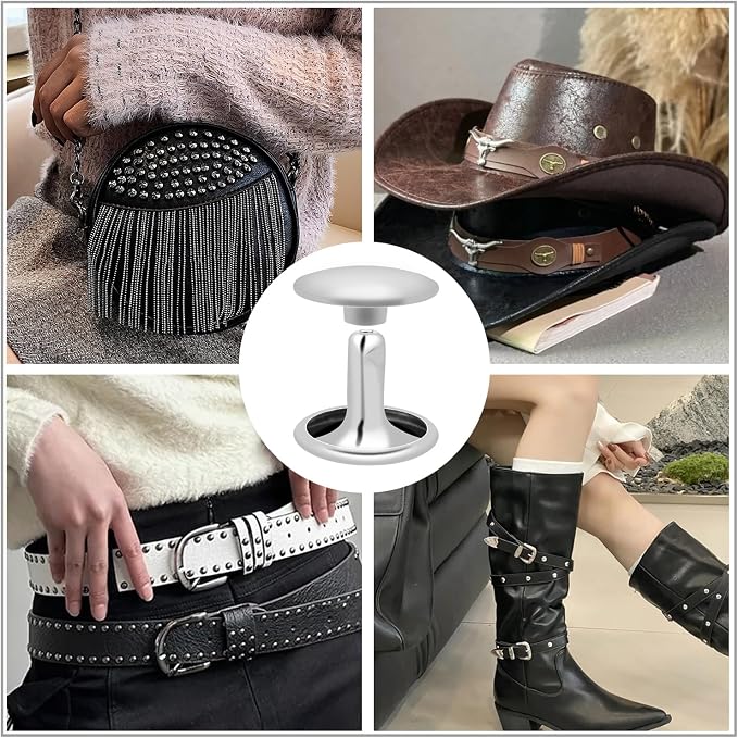 CooBigo 200Sets 12mm Double Round Cap Leather Rivets, Tubular Metal Rivets Spikes Studs, Leather Rivets for Leather Key Fob Clothing Pets Collar Boots Bags Belt Repair and Decoration (Silver)