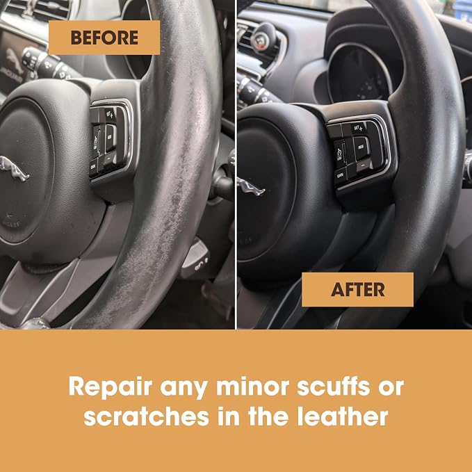 Furniture Clinic Leather Steering Wheel Repair Kit | Kit to Repair Tears, Scuffs, & Scratches on Leather Steering Wheels
