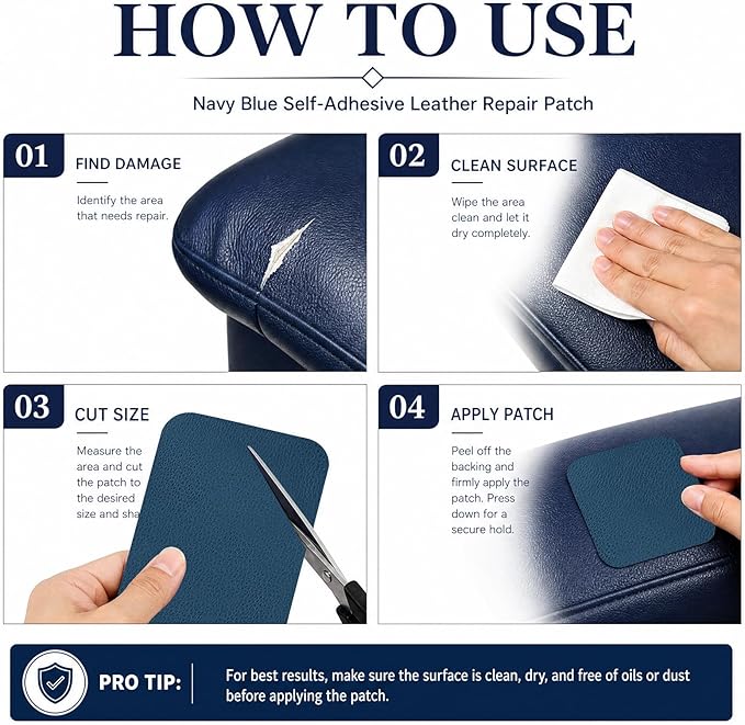Leather Repair Patch for Couches Self-Adhesive Leather Repair Tape kit for Furniture Sofa Vinyl Car Seats Couch Chairs Shoes Down Jackets (Blue, 3.9X79 inch)