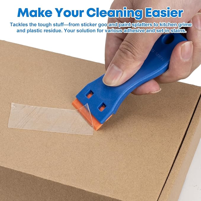 Plastic Razor Blade Scraper Kit with Hard Case – 2 Plastic Scraper & 100 Plastic Razor Blades for Glass, Wood, Car Window Sticker Removal Tool, Plastic Scrapers Non Scratch, Caulk Remover Tool