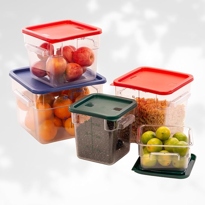 FSE Square Food Container, 2 Quart, Polycarbonate, Reusable, Clear, NSF, (LID SOLD SEPARATELY)